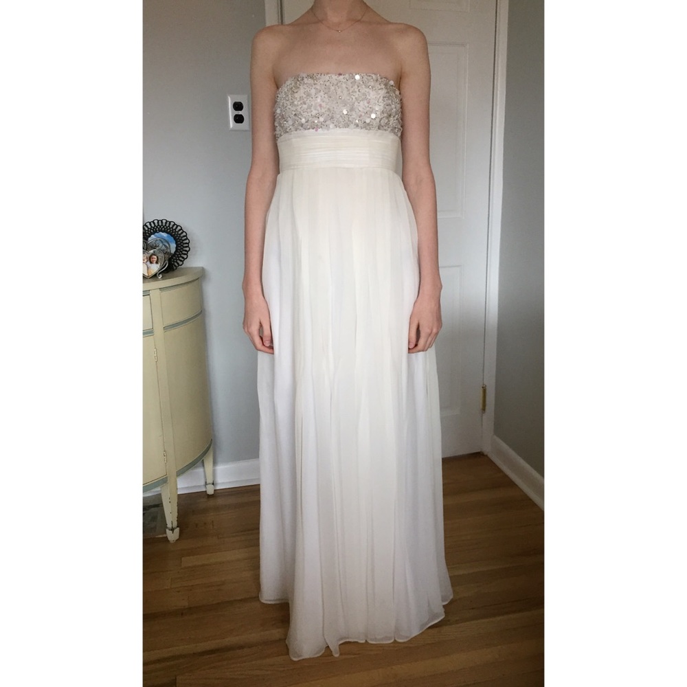 White gown with beading